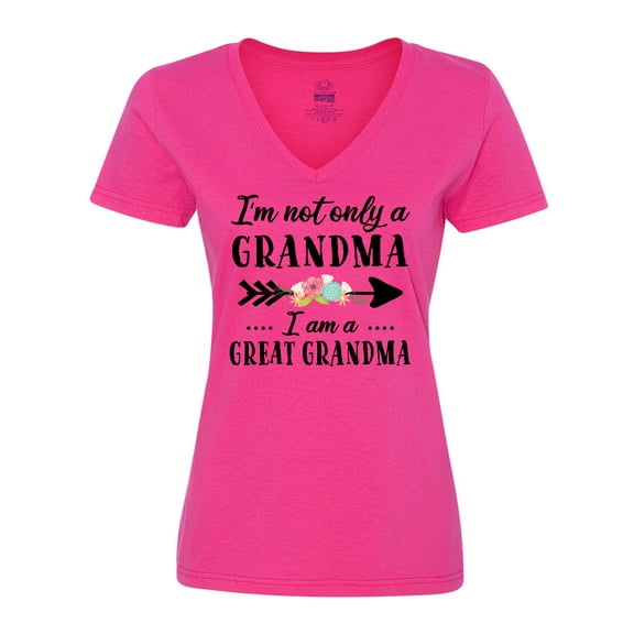 Inktastic I'm Not Only a Grandma I'm a Great Grandma with Flowers Women's V-Neck T-Shirt
