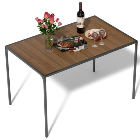 Homy Casa Dining Table for 4-6 People, 47.2-inch Industrial Rectangular Wood Kitchen Table with Metal Frame for Home Family, Espresso