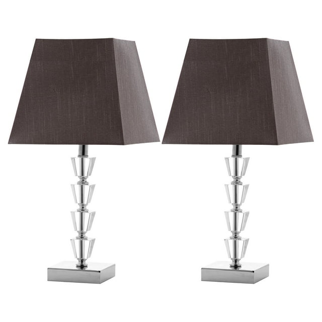 Safavieh Lighting Collection Avalon Deco Crystal/ Light Grey 17-inch Bedroom Living Room Home Office Desk Nightstand Table Lamp (Set of 2) - LED Bulbs Included