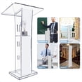 thumbnail image 2 of Vakiorn Acrylic Podium with 4 Wheels 42.5 inch Clear Church Pulpit Storage Shelf 15 Colors Adjustable for Classroom Conference Wedding Office, 2 of 8