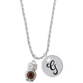thumbnail image 1 of Delight Jewelry Silvertone 3-D Brown & AB Crystal Owl Silvertone Script Initial Disc - G - Charm Necklace, 20"+3", 1 of 4