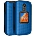 thumbnail image 1 of Case for Alcatel TCL Flip 2 Phone (2022), NakedcellPhone [Grid Texture] Slim Hard Shell Protector Cover for T408DL / TFALT408DCP - Cobalt Blue, 1 of 7