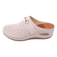 thumbnail image 5 of Rokment Orthopedic Arch Support Wedges Clogs Mules Dress Sandals for Women 2026 Summer Fashion Casual Comfortable Suede Closed Toe Orthotic Mid Heels Walking Dressy Slip on Slides White Size 6, 5 of 6