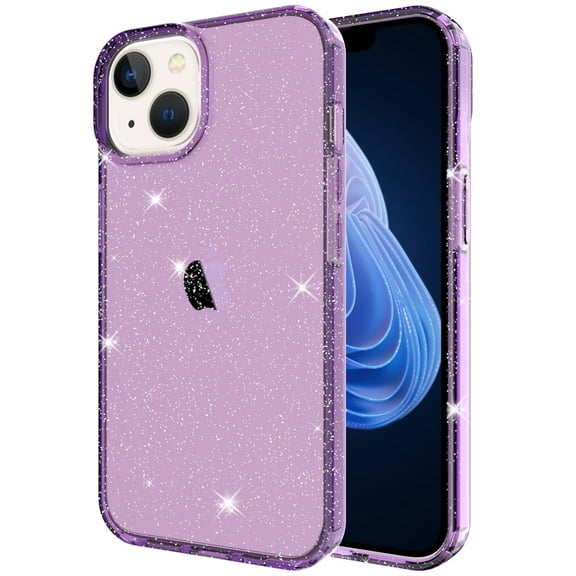 Jiahe Cover For iPhone 14 Plus,6.7 inch,Slim Hybrid Shockproof Bling Glitter Soft TPU Back Cover with Support Wireless Charging,Purple