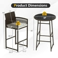 thumbnail image 3 of Costway 3 Piece Wicker Patio Bar Set with 2 Seat Cushions Glass Tabletop for Backyard, 3 of 10