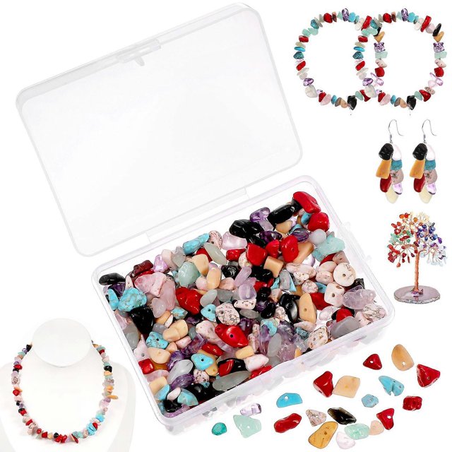 About 400pcs Natural Stone Beads Jewelry Making Irregular Beads for DIY Craft