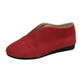 thumbnail image 2 of Tao Tao Flats For Women Comfortable Solid Color Soft Flats Square Toe Ballet Shoes Dressy Slip-Ons Shoes Red 37, 2 of 5