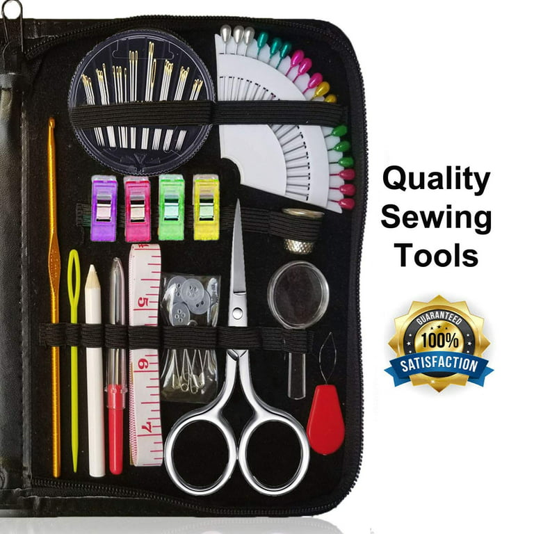 Easy to Use Sewing Kit for Adults - Over 100 Sewing Supplies and  Accessories, Needle and Thread Kit for Mending - Basic Hand Sewing Kits for  Small