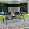 thumbnail image 2 of Outsunny Balançoire de Porche Couverte pour 2 Personnes, Balançoire de Patio avec Table Pivotante de Rangement, Porte-Gobelet et Auvent Supérieur Ajustable, Noir, 2 of 10