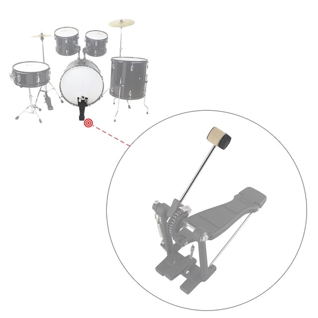 Jouets Pile Basse Pédale Batteur Feutre de Laine Poignée en Acier Inoxydable Accessoires d'Instrument de Percussion Pièces