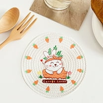 HongHeng 1Pc Bunny Carrot Easter Placemat, 7 Inch Spring Holiday Round Table Mats for Dining Decoration
