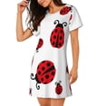 thumbnail image 2 of Sikiie Fly Flying Ladybug Print Women's Short-sleeved Nightdress, Round Neck Pullover Nightdress Pajamas Summer Home Wear, 2 of 6