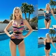 thumbnail image 2 of Top-kevin Womens One Piece Swimsuit Tummy Control Adjustable Strap Rainbow Stripe Bathing Suit for Beach, 2 of 5