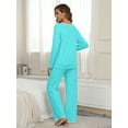 thumbnail image 3 of MINTREUS Pajamas Women's Long Sleeve Pj Set Soft 2 Piece Loungewear Sleepwear with Pockets, 3 of 5