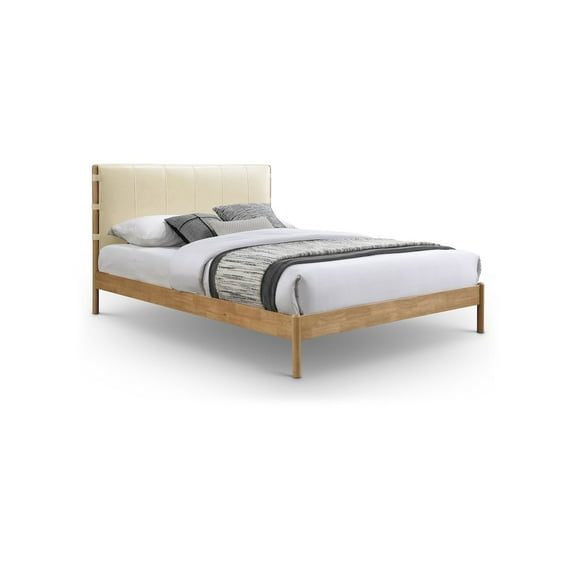 Meridian Furniture Asher Cream Vegan Leather Queen Bed