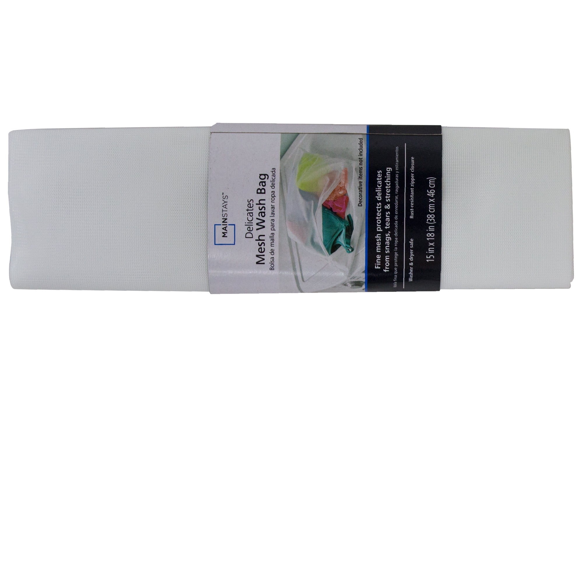 (5 pack) Mainstays Delicates White Polyester Mesh Wash Bag with Zipper Closure, 15" x 18"