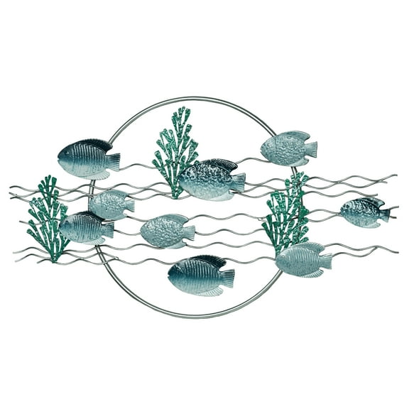 With the Waves School of Fish Undersea Metal Wall Sculpture