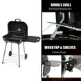 thumbnail image 2 of QXDRAGON 28" Square Steel Charcoal Grill with Foldable Side Shelf, Black, 2 of 9