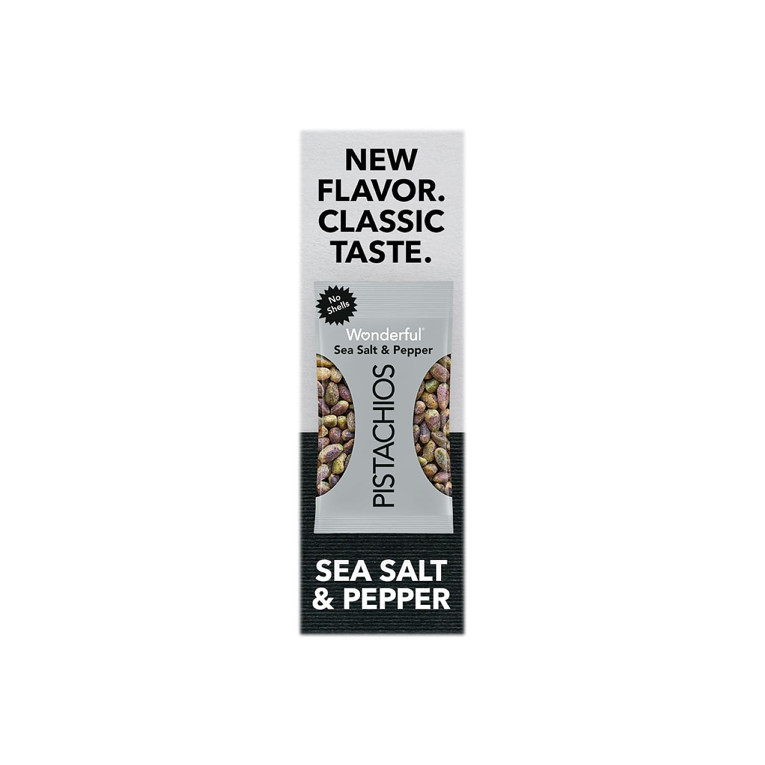 Wonderful® No Shells Sea Salt and Pepper Pistachios, 2.25 oz Pack, 8/Box