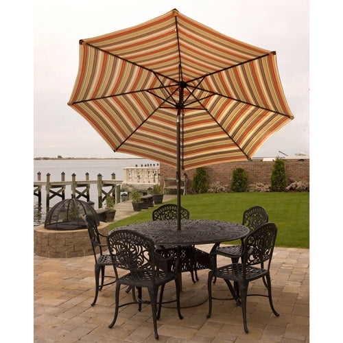 Bliss Hammocks 9' Aluminum Market Umbrella with Crank and Tilt Features, Green Stripe by Bliss Hammocks