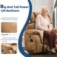 thumbnail image 4 of SOCIALCOMFY Bronzing Suede Fabric Office Power Remotes 1 x Dual Motor Large Power Lift Recliner Chair, Sand, 4 of 7