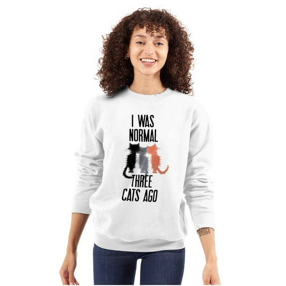 I Was Normal Three Cats Ago Hilarious Women Crewneck Sweatshirt Brisco Brands S