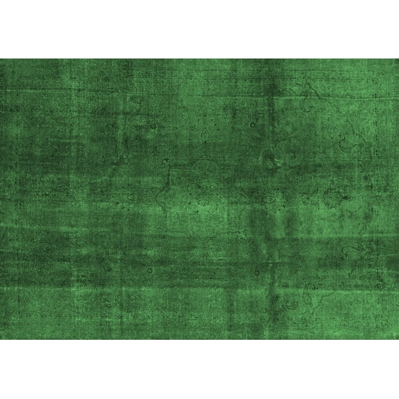 Ahgly Company Indoor Rectangle Abstract Emerald Green Modern Area Rugs, 2' x 5'