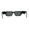 thumbnail image 4 of Womens Rectangle Mod Thick Arm Plastic Minimal Sunglasses All Black, 4 of 5