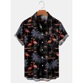 thumbnail image 3 of Camisa informal de manga corta con cuello vuelto y estampado 3D de flamencos y coco para vacaciones de hombre, camisa holgada de verano para niños, 3 of 5