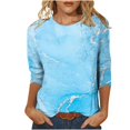 thumbnail image 1 of Pompotops T-shirt Mode Femme Imprimé Manches 3/4 Blouse Col Rond Hauts Décontractés en Solde, 1 of 5