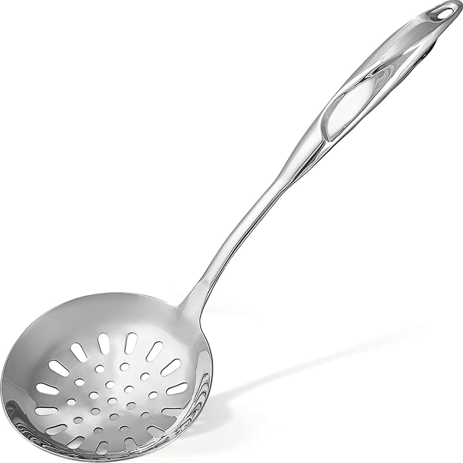 Stainless Steel Skimmer with Holding Spatula for Oil Frying, Cooking - 2054  - BULKMART - BULKMART - Online Shop for House Hold Items