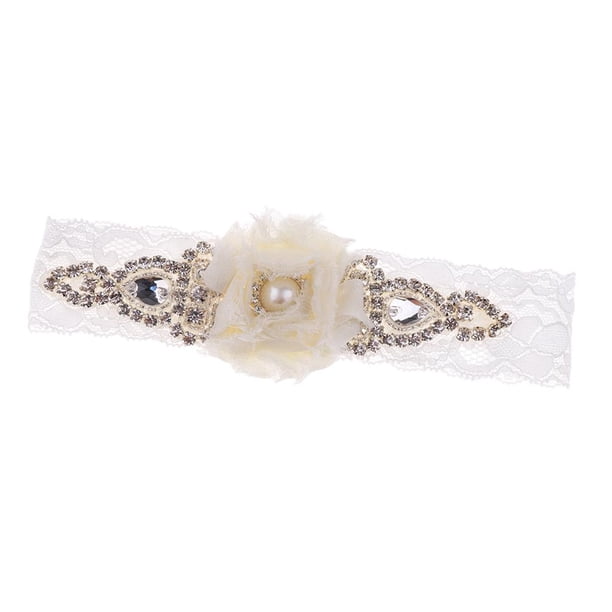 Jarretera de con Lazo Cristal para Disfraz Accesorio Nupcial para Matrimonio Beige perfecl Liga de encaje de boda