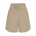 thumbnail image 4 of Only Moment Shorts for Women Trendy Blended Fabric High Waisted Stretch Ankle Pants for Women Business Casual Travel Athletic Work Yoga Shorts for Wowomen Khaki,2XL, 4 of 5