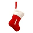 thumbnail image 2 of Mini Monogrammed Christmas Stocking (8 in) Red Plush White Cuff Miniature Stocking Decoration Holiday Decor (L), 2 of 3