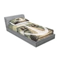 thumbnail image 2 of Ambesonne Nautical Fitted Sheet & Pillow Sham Set, Anchor Ocean Waves, Twinxl, Grey and Brown, 2 of 2