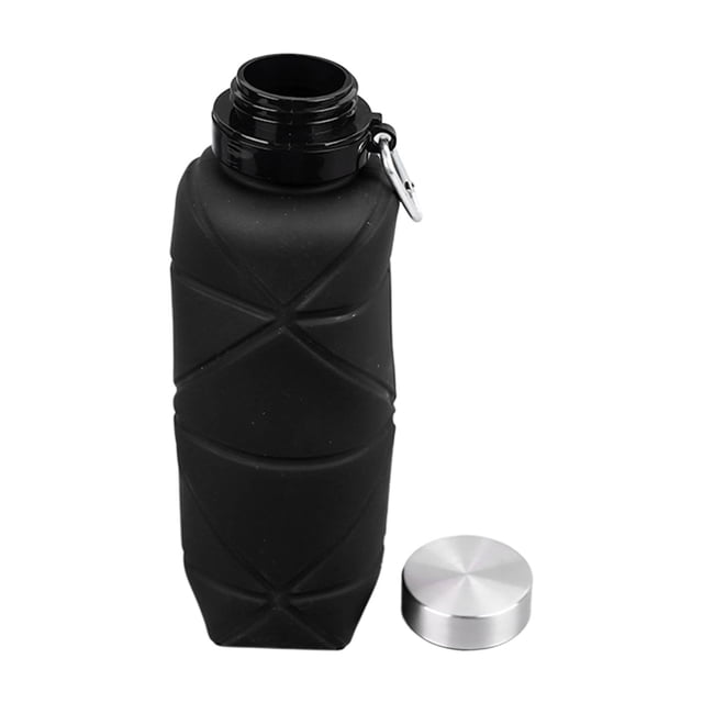Botella De Agua Plegable De 700ml, Botella De Agua Segura Para Niños De Boca Ancha De Silicona De Alimentaria Con Mosquetón Para Deportes De Viaje