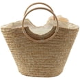 thumbnail image 4 of 2X Women's Straw Handbag Flower Woven Summer Beach Messenger Tote Bag Basket Shopper Purse, 4 of 8