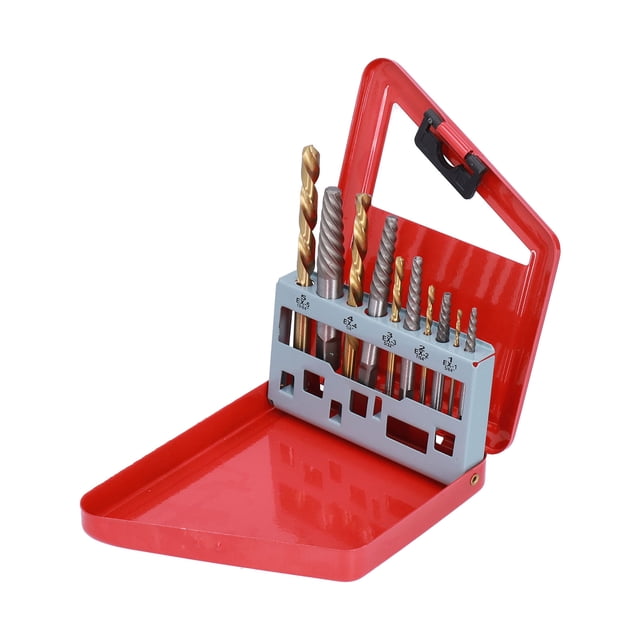 Filfeel 10Pcs Screw Extractor Drill Bit Cobalt Left Hand Damaged Bolt Stud Removers Hardware,Screw Extractor Drill Bit,Screw Extractor Set