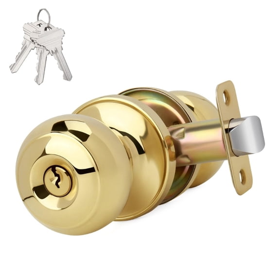 Round Doorknob with Keys Metal Handle Knob Entrance Lock Interior Door Handle
