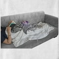 thumbnail image 6 of Evil Eye Soft Flannel Fleece Throw Blanket, Artwork Curvy Floral Details Eastern Ornaments, Cozy Plush for Indoor and Outdoor Use, 50" x 70", Purple White and Black, by Ambesonne, 6 of 6