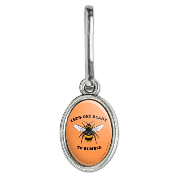 Let's Get Ready to Bumble Bee Rumble Funny Humor Antiqued Oval Charm Clothes Purse Suitcase Backpack Zipper Pull Aid