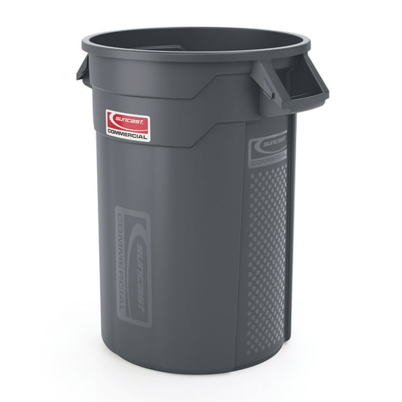 Suncast® Commercial Oval HDPE Utility Trash Can, 32 Gallons, Gray