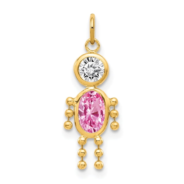 14k Yellow Gold October Boy Birthstone Necklace Pendant Charm Kid