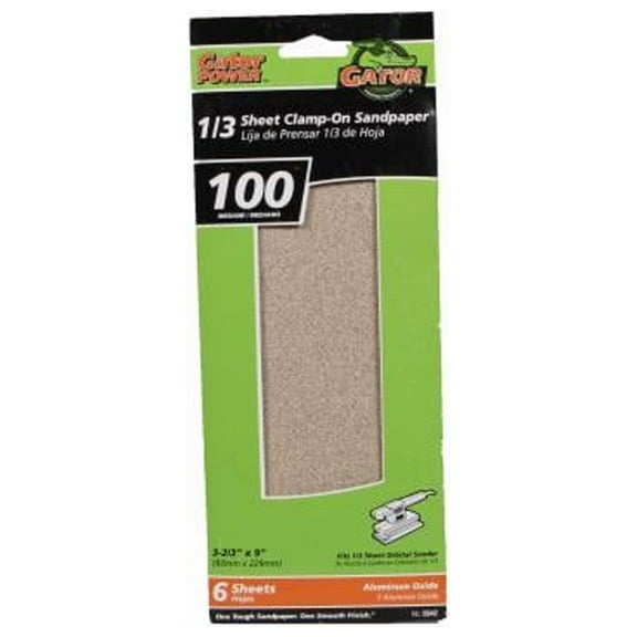 Gator 5042 Sanding Sheets, Aluminum Oxide, 100-Grit, 3-2/3 x 9 In., 6-Pk. - Quantity 10