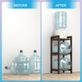 thumbnail image 4 of 5 Gallon Water Jug Holder with Top Shelves Natural Solid Wood Water Dispenser Stand 31"H, 3-Tiers 5 Gallon Water Jug Stand, Water Cooler Jug Rack, 5 Gallon Water Bottle Holder with 2 Slot & Top Shelf, 4 of 9