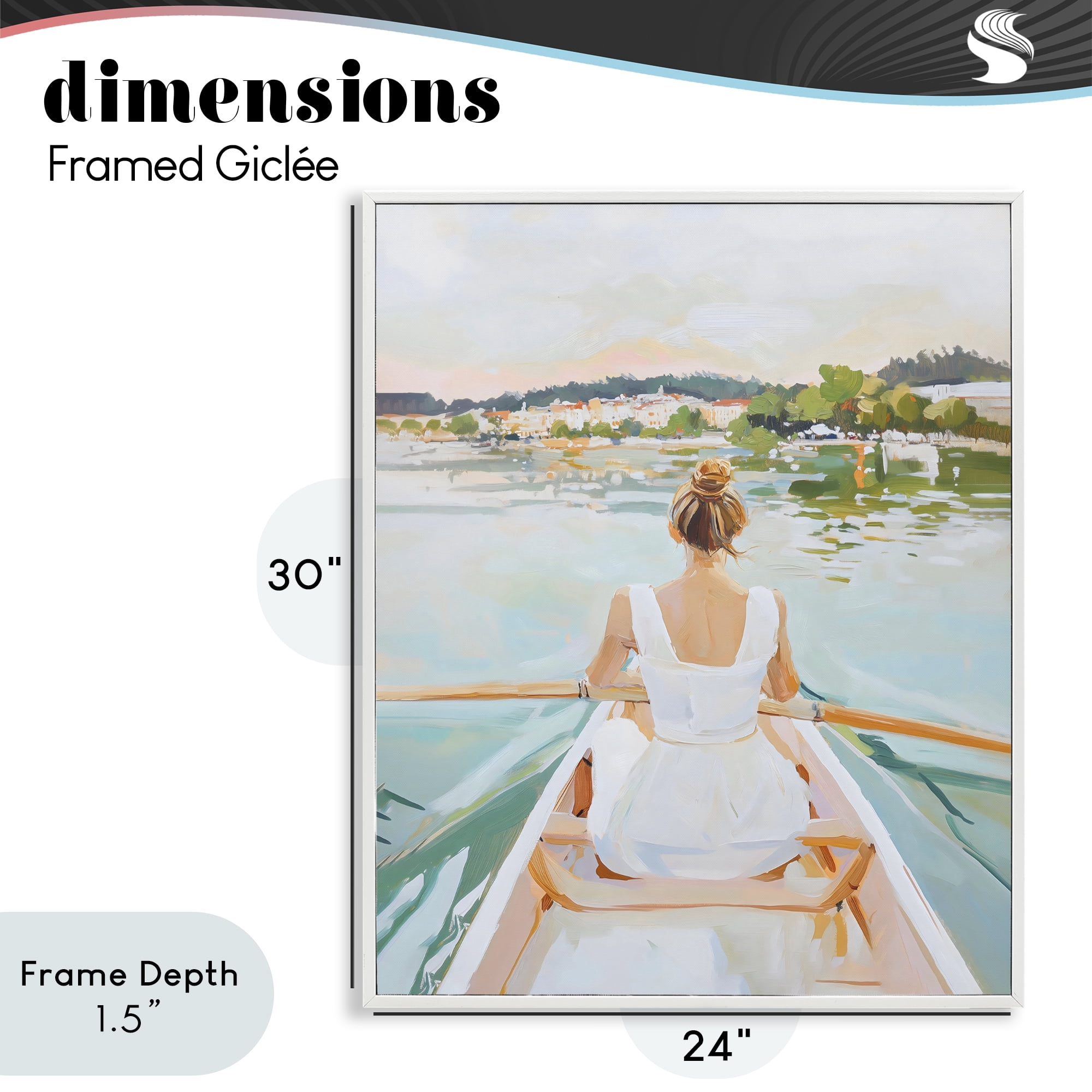 Stupell Industries Girl In Peaceful Canoe Ride White Framed Giclee Art, design by The Prints Vibe