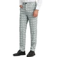 thumbnail image 4 of INSPIRE CHIC Men's Classic Plaid Dress Flat Front Checked Office Prom Trousers Gray 30, 4 of 6