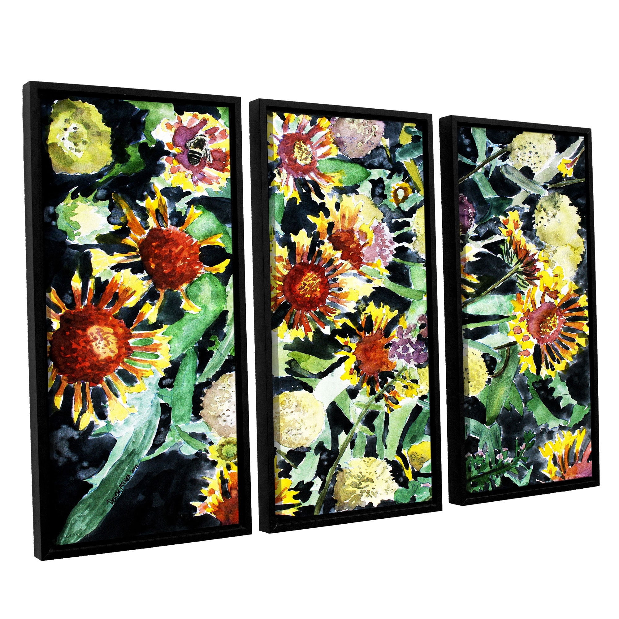 ArtWall Derek Mccrea "Indian Blanket Flowers" 3-Piece Floater-framed Canvas Set