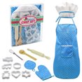 thumbnail image 1 of Tignapoo Ensemble de Cuisine pour Enfants avec 13 Outils de Cuisson et Tablier en Bleu, Inclut Chapeau de Chef, Gant de Four, Rouleau et Plus - Matériaux Sûrs pour une Cuisine Familiale Amusante!, 1 of 7