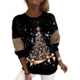 thumbnail image 2 of T-Shirt à Manches Longues pour Femmes, Col Ras du Cou, Chandail Décontracté, Chandails à Capuchon Automne Hiver 2023, Hauts à Enfiler à Imprimé Floral, 2 of 5